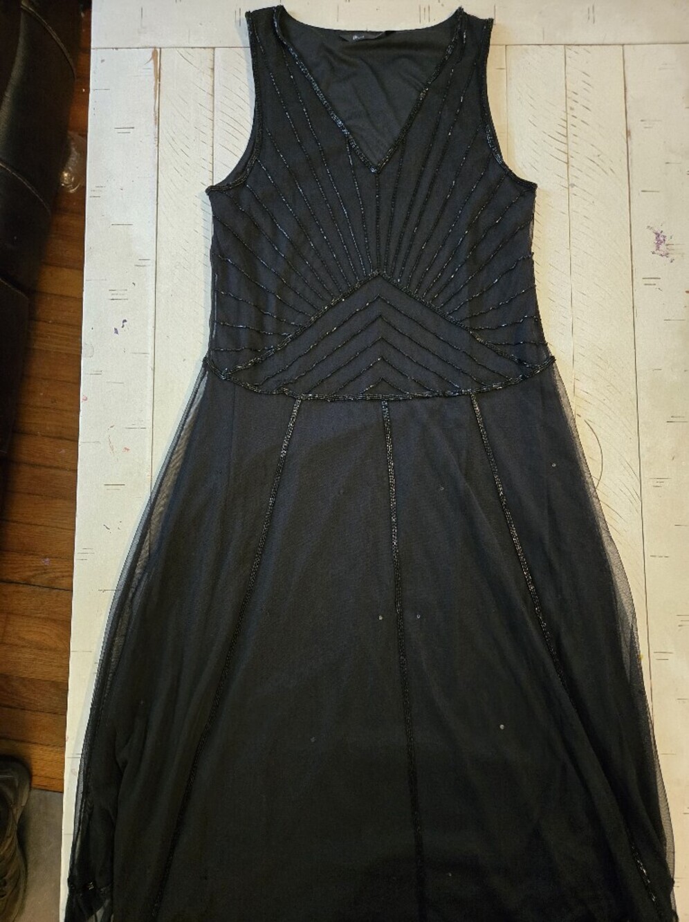 BHS Black Beaded Formal Maxi Dress Size 16